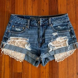 AE Lace Pocket Denim Shorts